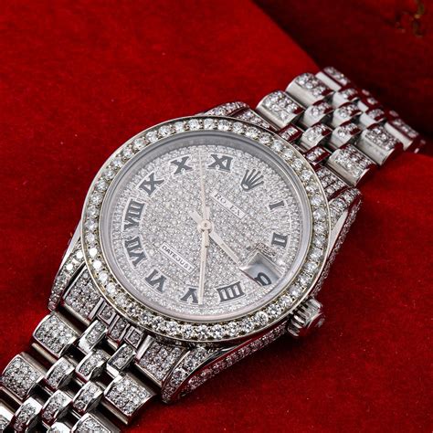 rolex silver diamond watch.